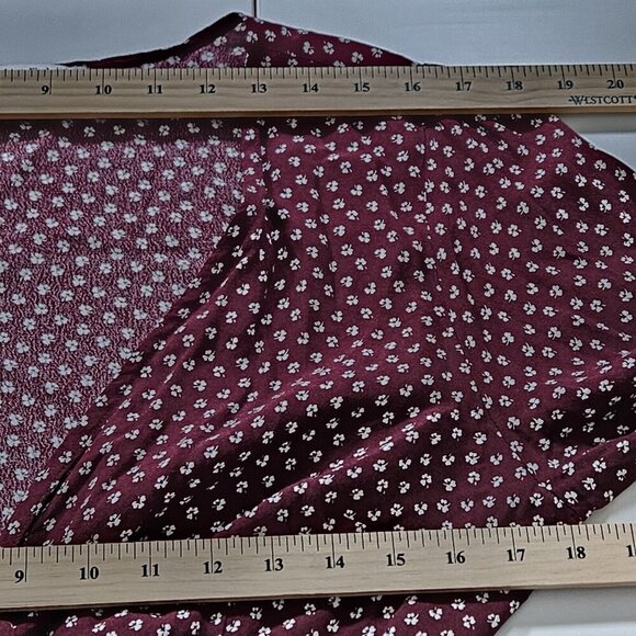 Abercrombie & Fitch Wrap Dress Women PL Wine Beige Mini Lined Ties Dainty Floral - Picture 5 of 16